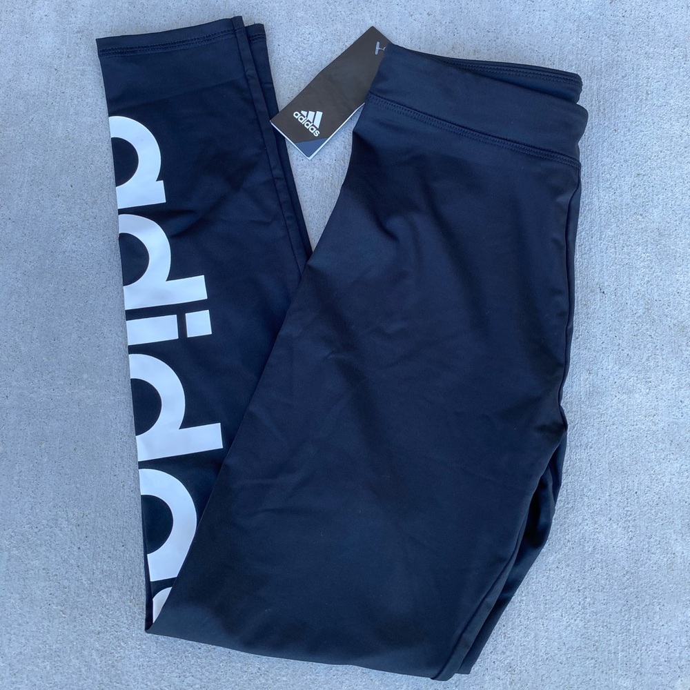 Adidas Kids Leggings in Black with White Logo